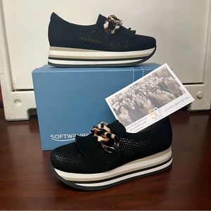 Softwaves Sneak Buckle, Black Women’s Sneaker Shoes Size 36 1/2 US 6 1/2 NEW